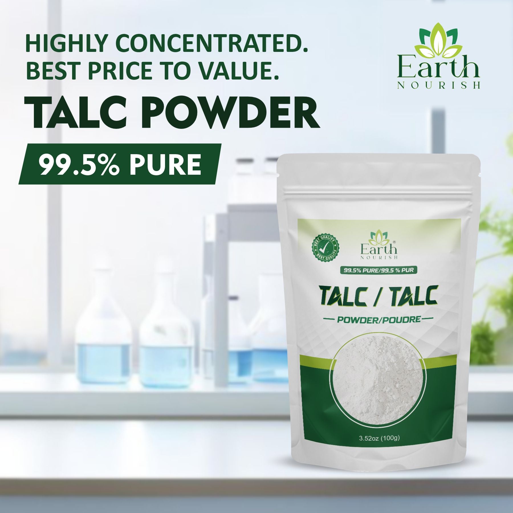Talc Powder 100g – Cosmetic-Grade Raw Material | Earth Nourish
