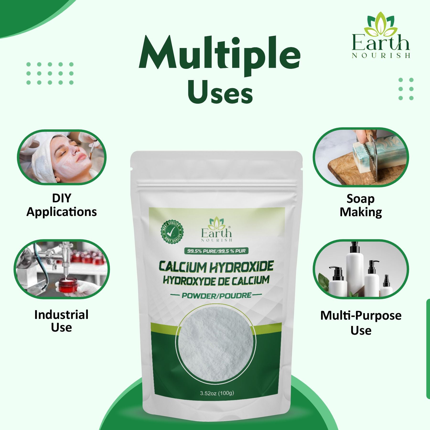 Calcium Hydroxide Powder 100g – Cosmetic-Grade Raw Material | Earth Nourish
