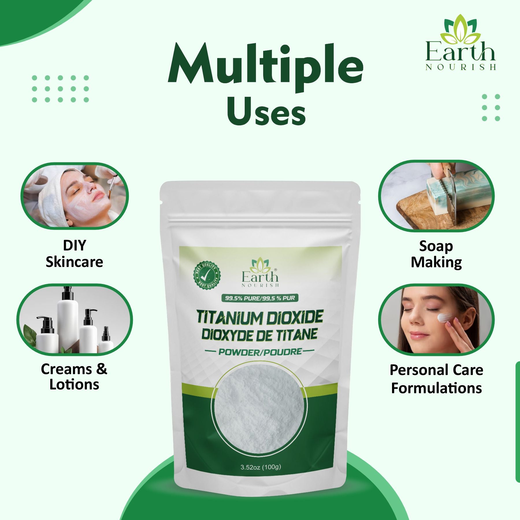 Titanium Dioxide 100g – Cosmetic-Grade Raw Material | Earth Nourish