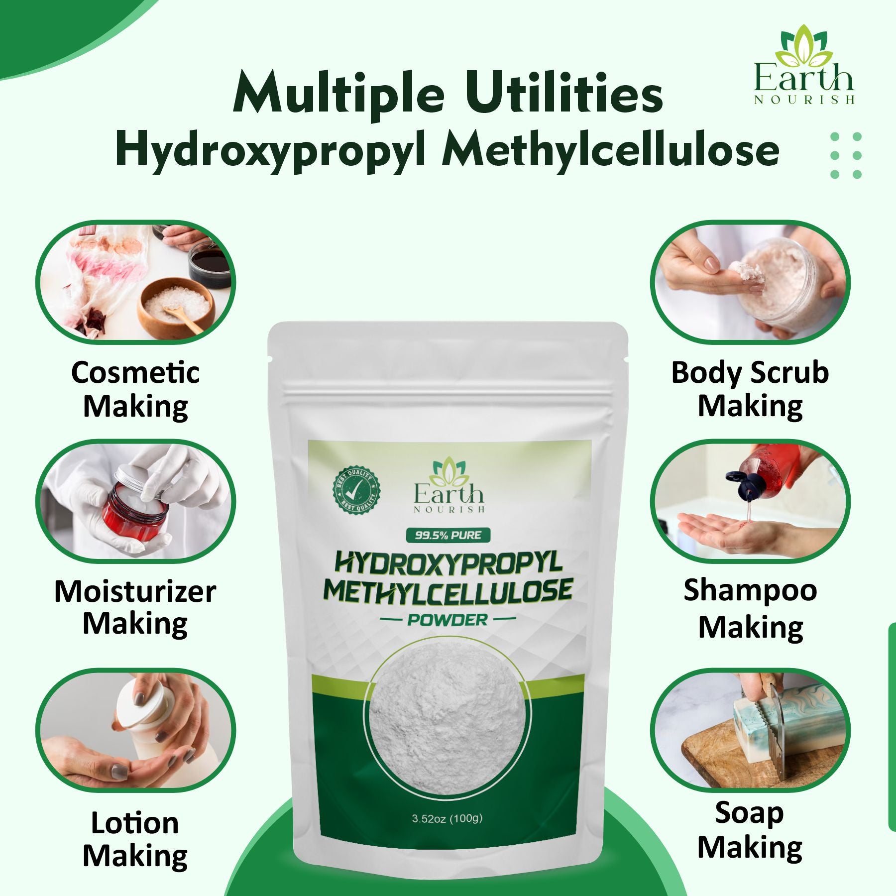 Earth Nourish Hydroxypropyl Methylcellulose (HPMC) Powder 100g