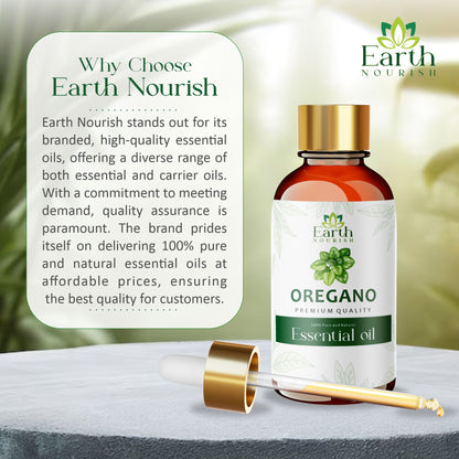 Earth Nourish Oregano Essential Oil - 15ml | 100% Pure, Natural & Undiluted for Skin, Hair, Aromatherapy, and Diffusers