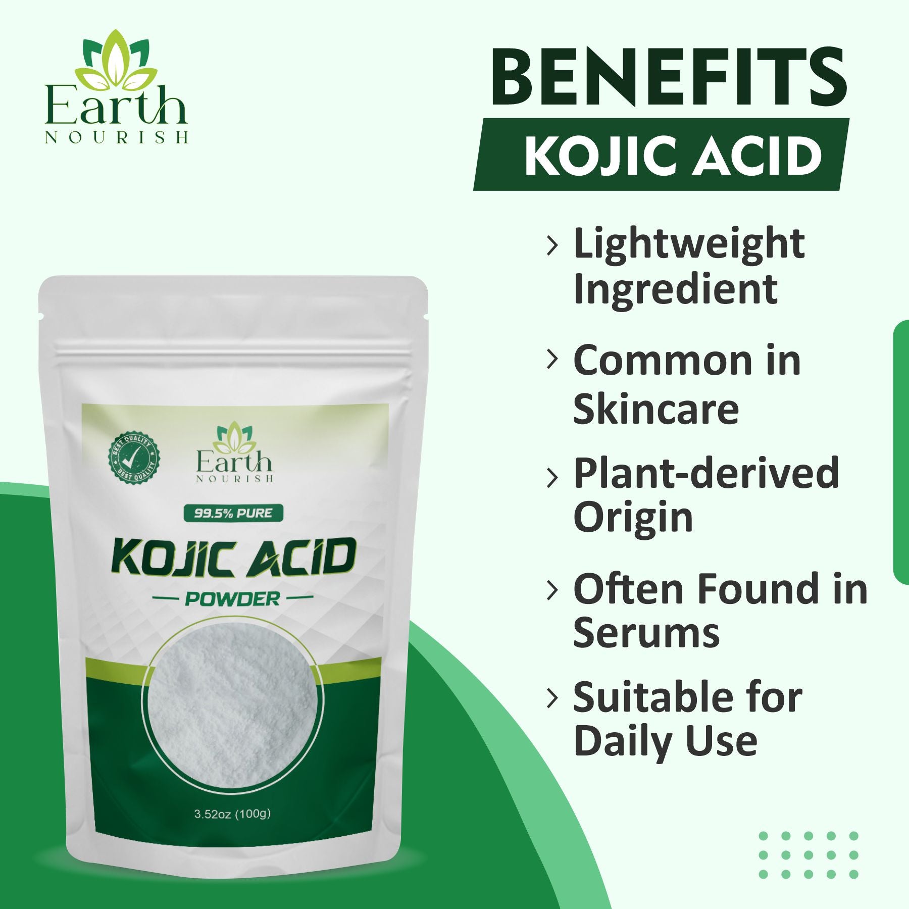 Kojic Acid Powder 100g – Cosmetic-Grade Raw Material | Earth Nourish