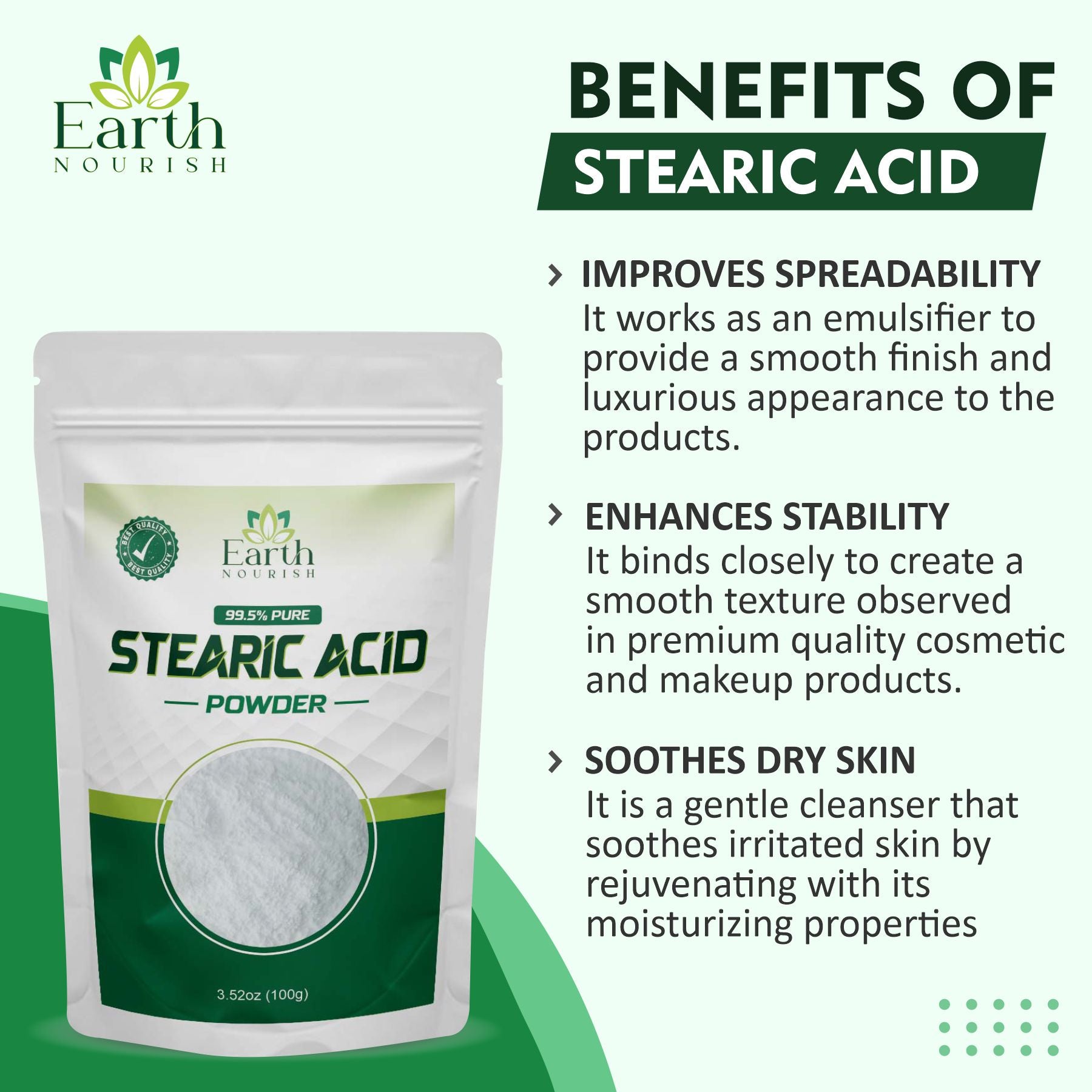 White Stearic Acid Powder 100g – Cosmetic-Grade Raw Material | Earth Nourish