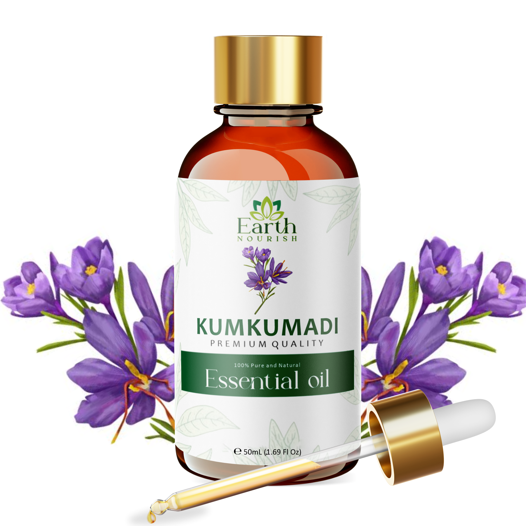 Kumkumadi Oil 50ml – Pure & Natural Ayurvedic Facial Oil for Radiant Glow & Skin Brightening | Earth Nourish