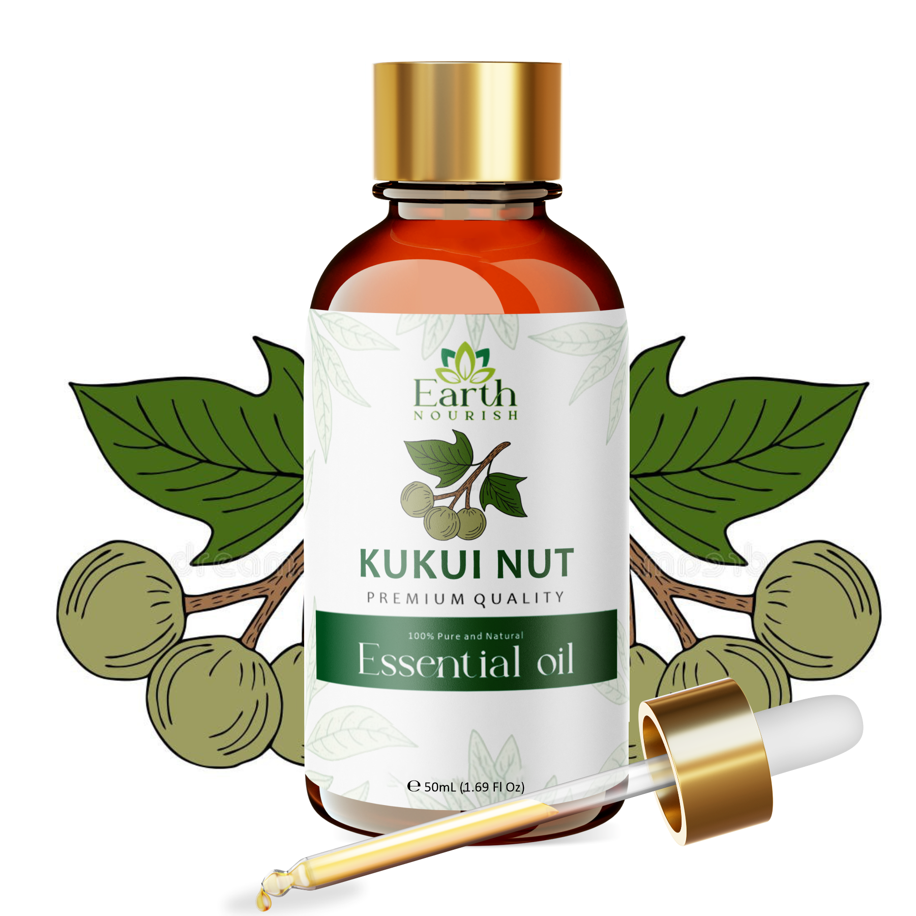 Kukui Nut Oil 50ml – Pure & Natural Cold-Pressed Carrier Oil for Deep Hydration & Sun-Exposed Skin | Earth Nourish