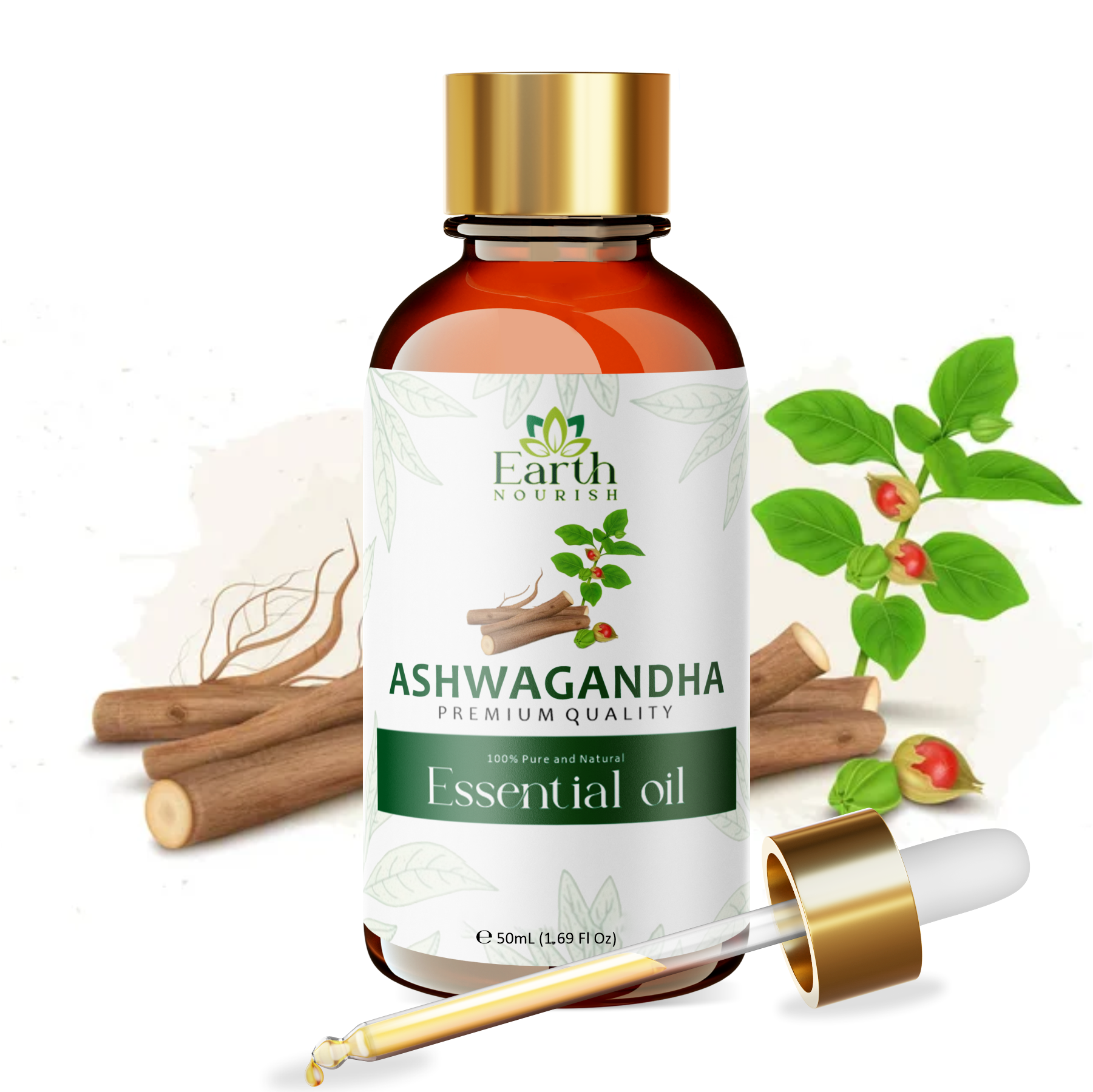 Ashwagandha Oil 15ml – Pure & Natural Infused Oil for Body & Hair Care | Earth Nourish
