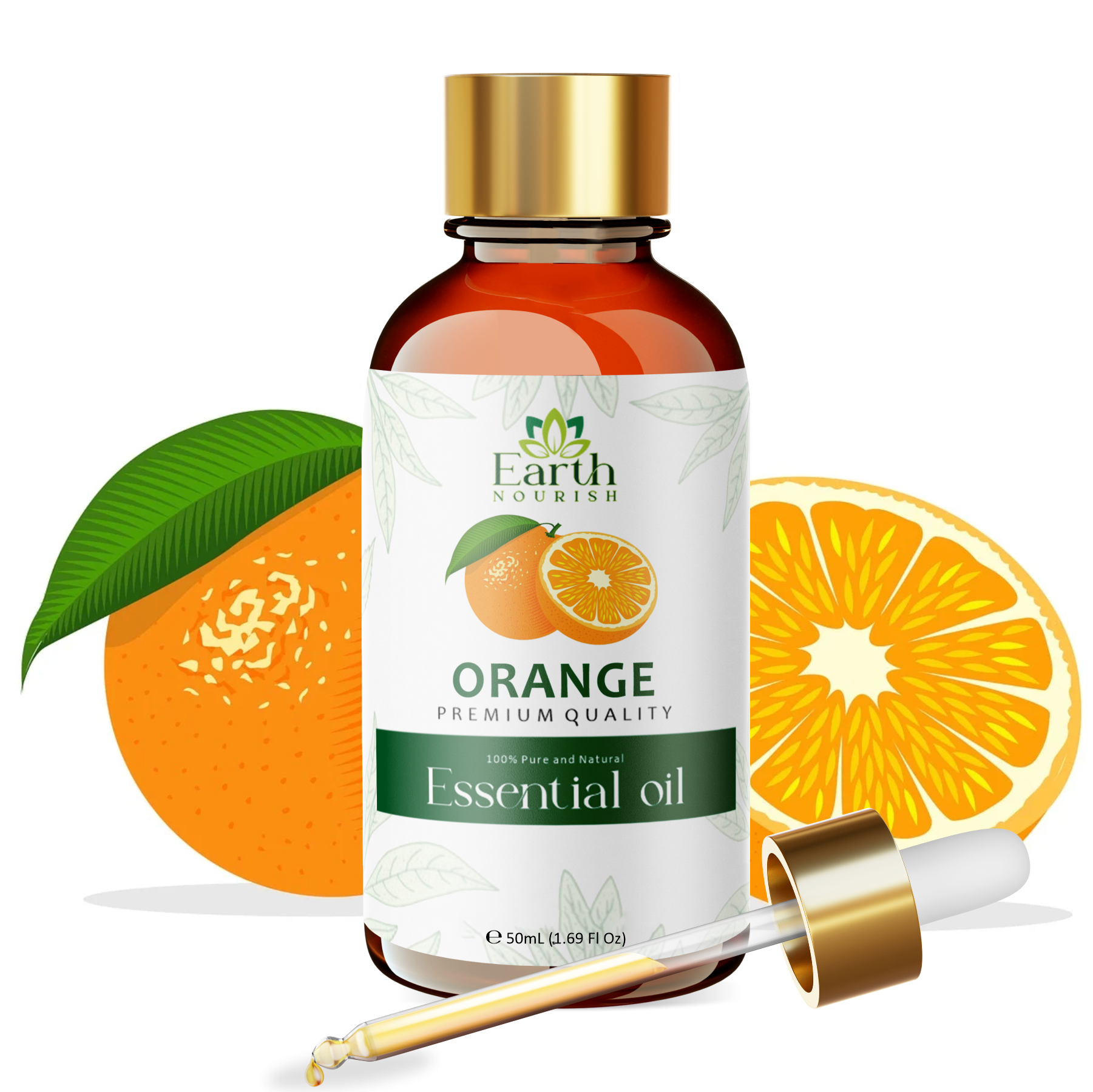 Orange Oil 50ml – Pure & Natural Essential Oil for Mood Elevation & Skin Brightening | Earth Nourish