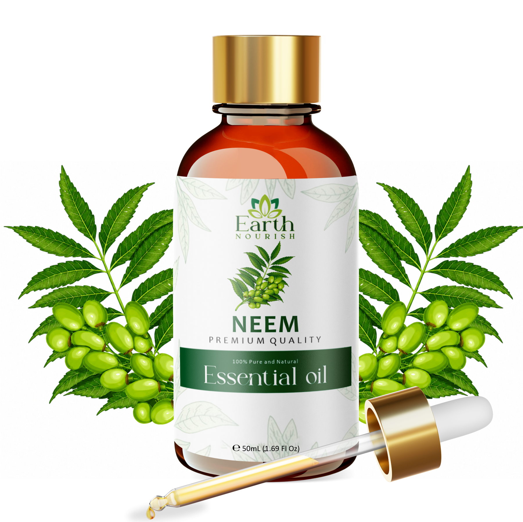 Neem Oil 50ml – Pure & Natural Cold-Pressed Carrier Oil for Scalp Health & Skin Purification | Earth Nourish