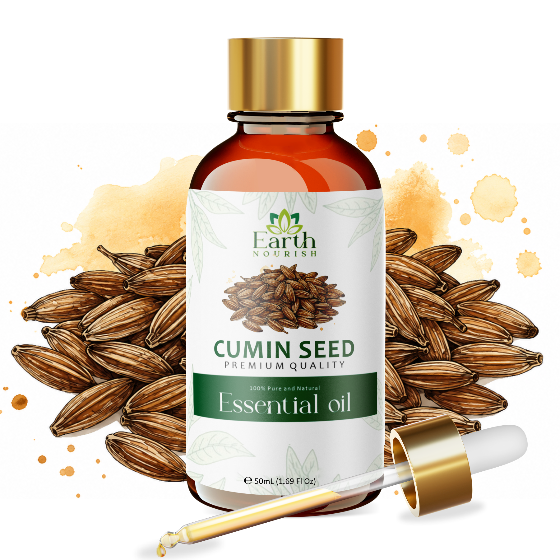 Cumin Seed Oil 50ml – Pure & Natural Carrier Oil for Skin Clarifying & Hair Care | Earth Nourish