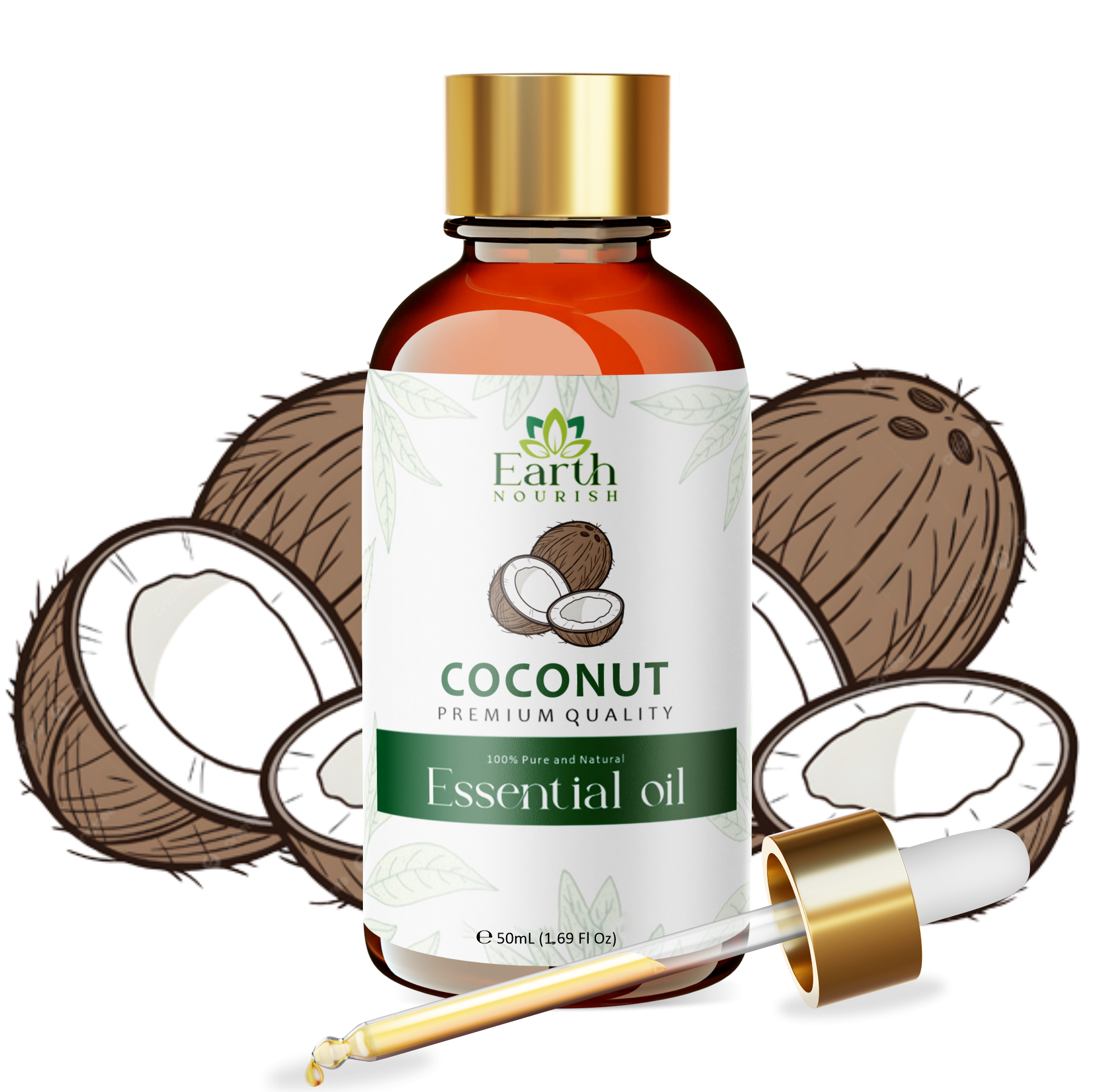 Coconut Oil 50ml – Pure & Natural Cold-Pressed Carrier Oil for Skin & Hair Care | Earth Nourish