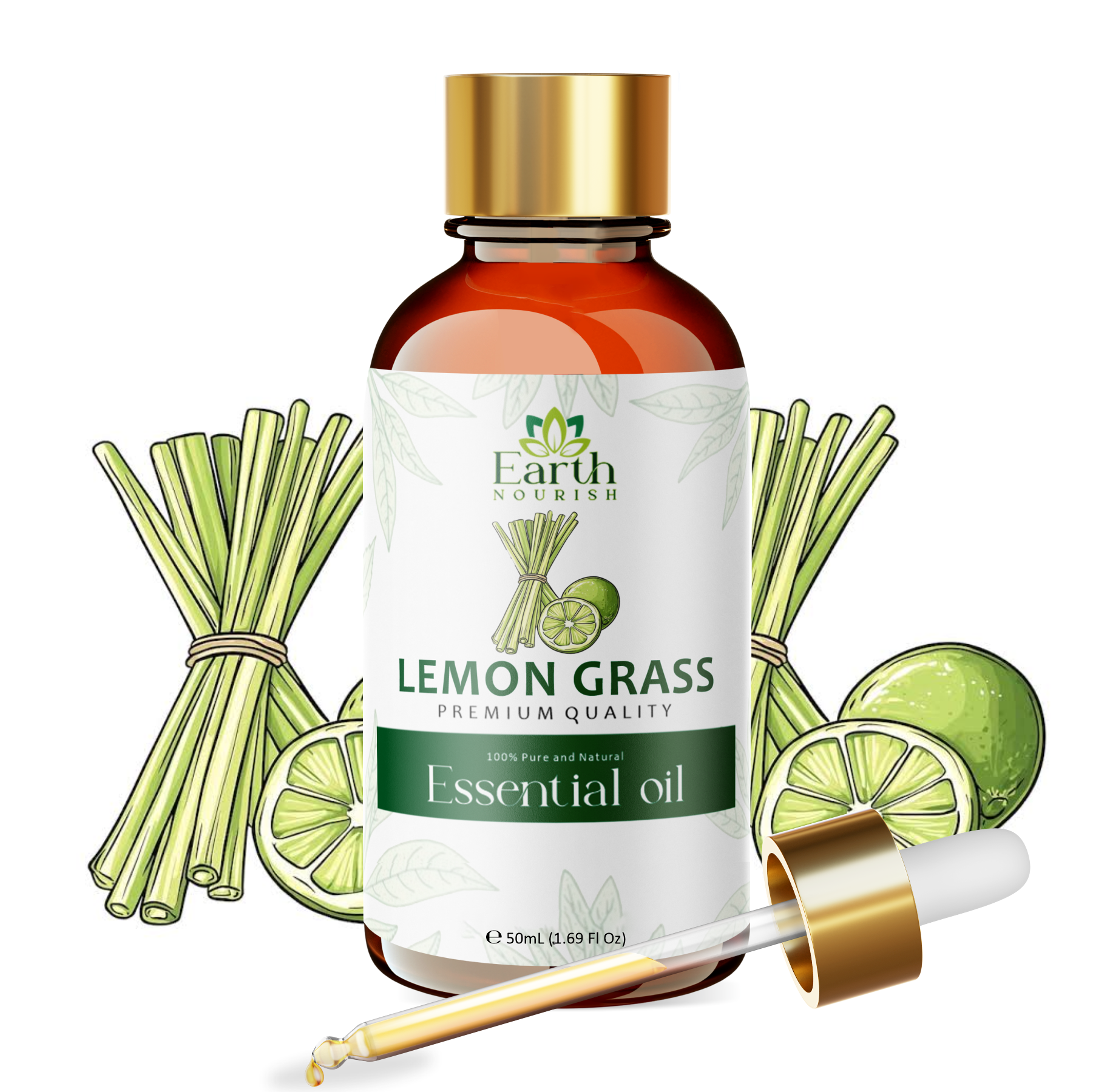 Lemon Grass Oil 50ml – Pure & Natural Essential Oil for Scalp Toning & Refreshing Aromatherapy | Earth Nourish