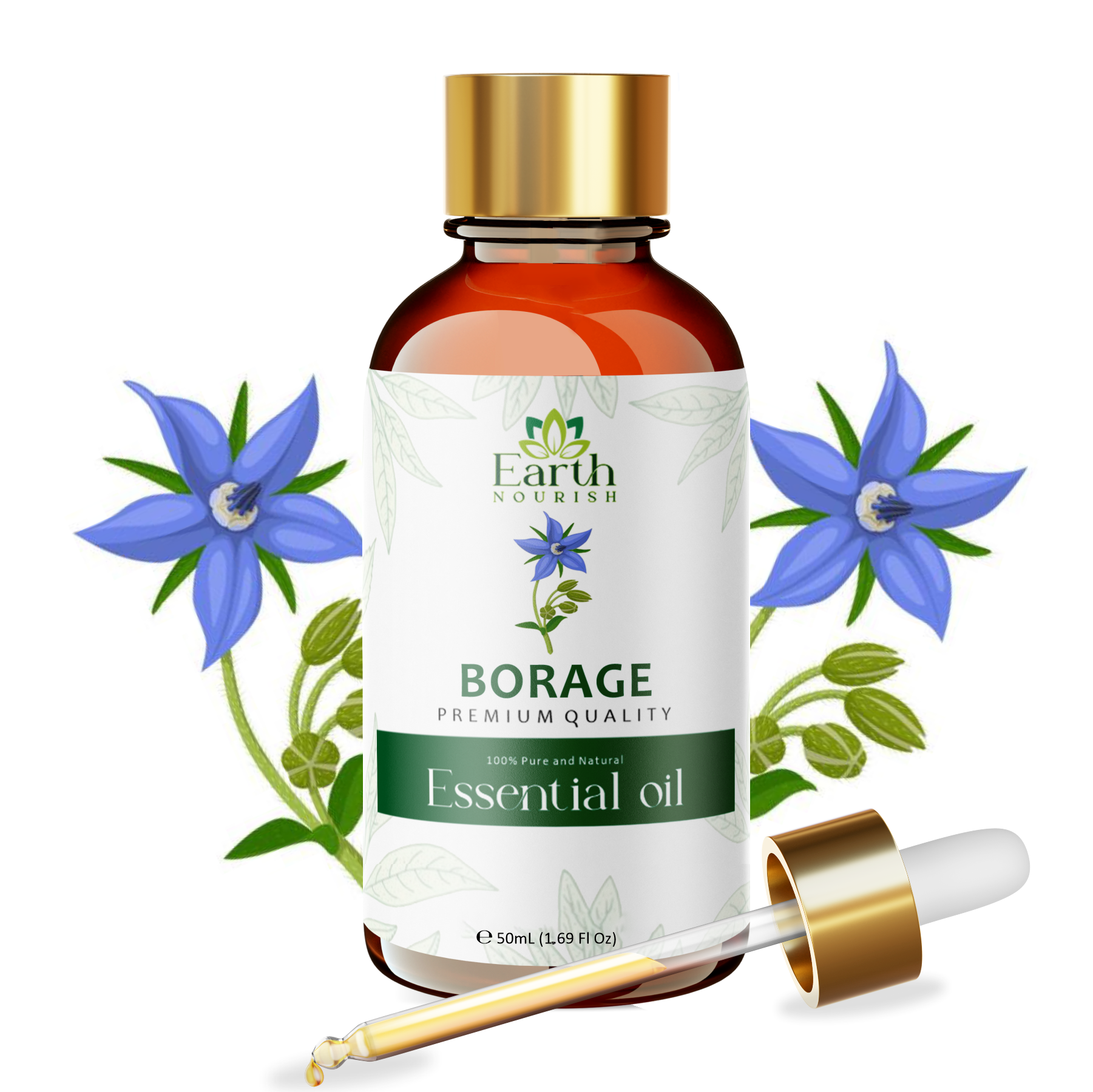 Borage Oil 50ml – Pure & Natural Carrier Oil for Skin & Scalp Care | Earth Nourish