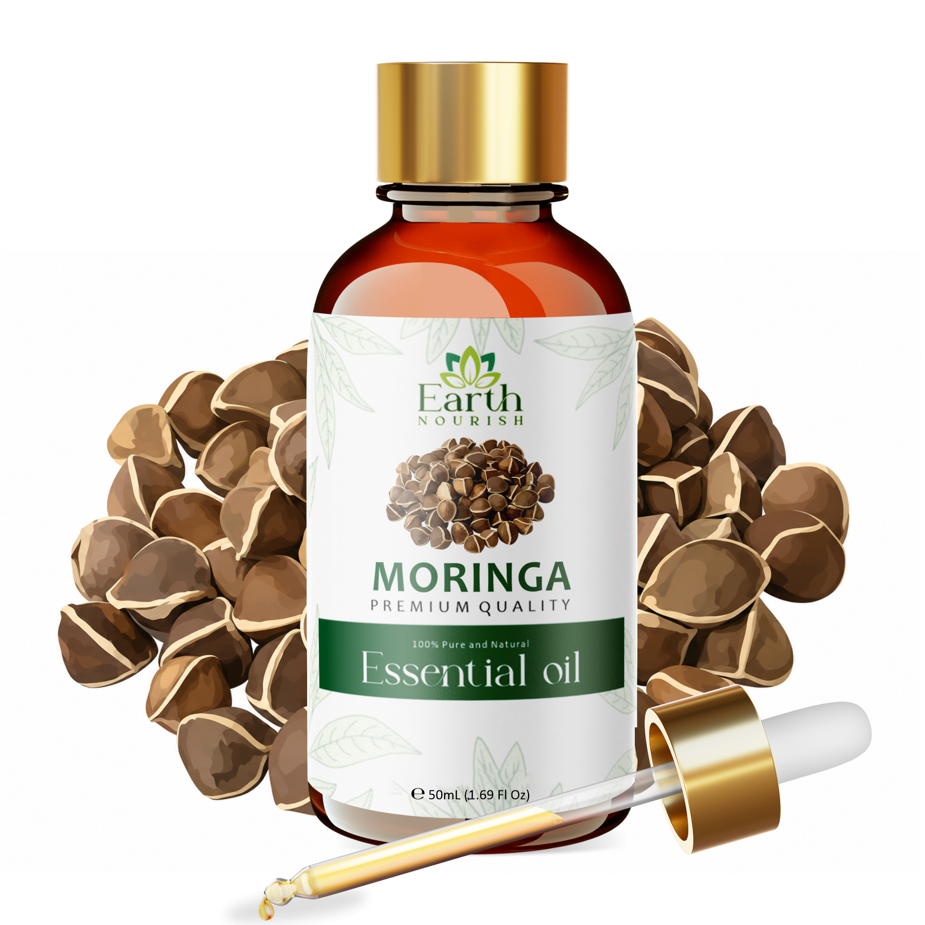 Moringa Oil 50ml – Pure & Natural Cold-Pressed Carrier Oil for Skin Rejuvenation & Hair Nourishment | Earth Nourish