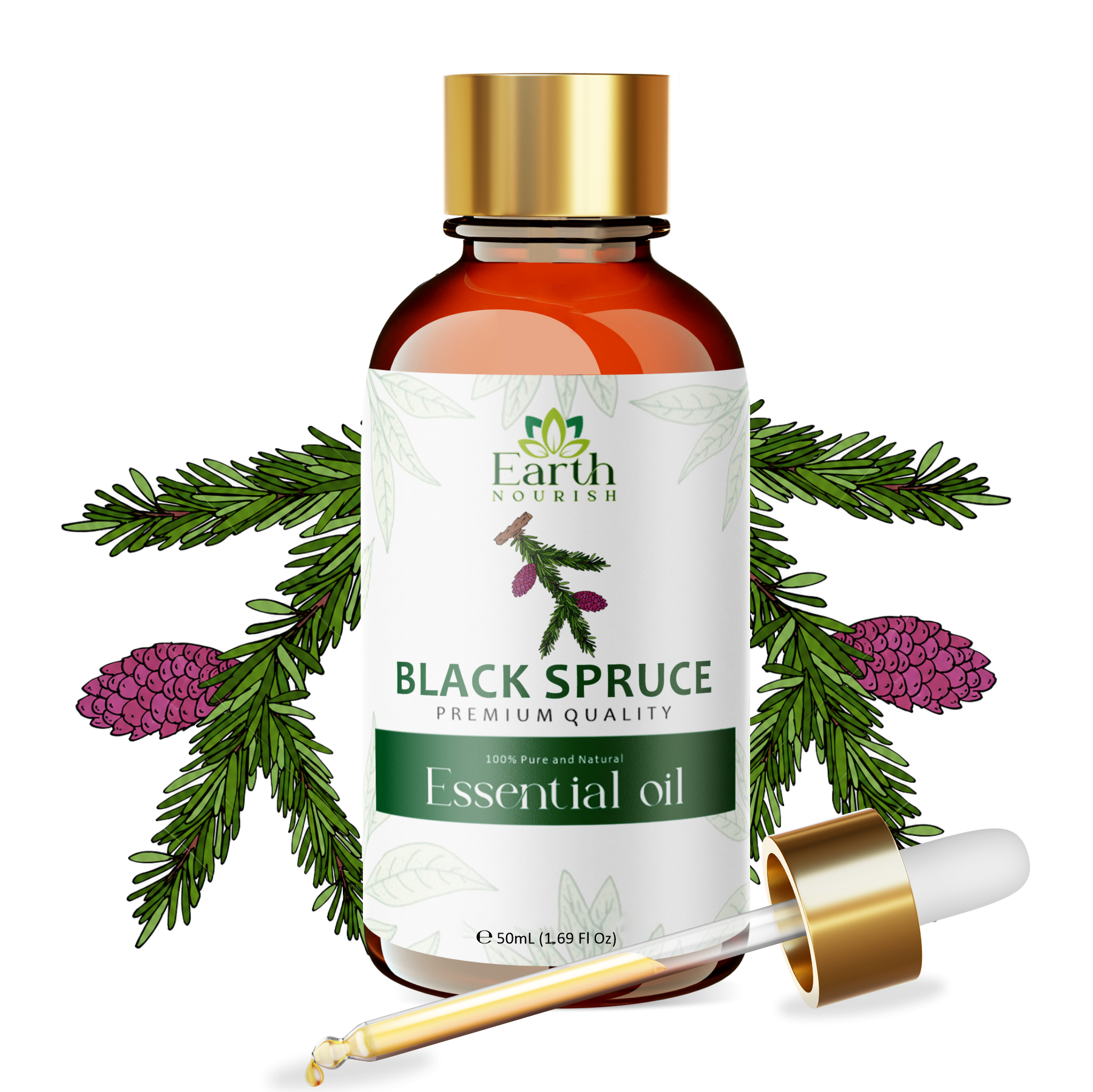 Black Spruce Oil 50ml – Pure & Natural Essential Oil for DIY & Aromatherapy | Earth Nourish