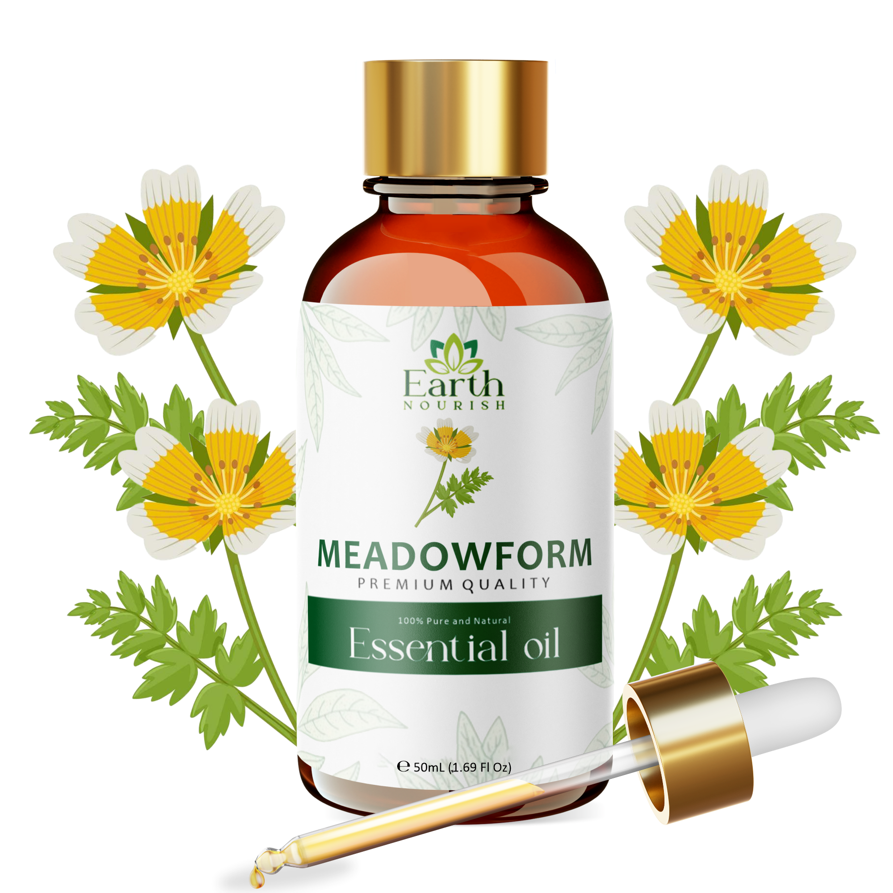 Meadowfoam Oil 50ml – Pure & Natural Cold-Pressed Carrier Oil for Moisture Locking & Velvet Skin | Earth Nourish