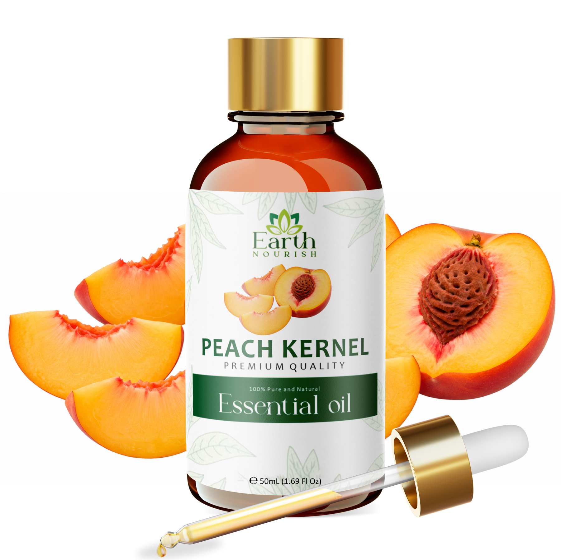 Peach Kernel Oil 50ml – Pure & Natural Cold-Pressed Carrier Oil for Sensitive Skin & Soft Texture | Earth Nourish