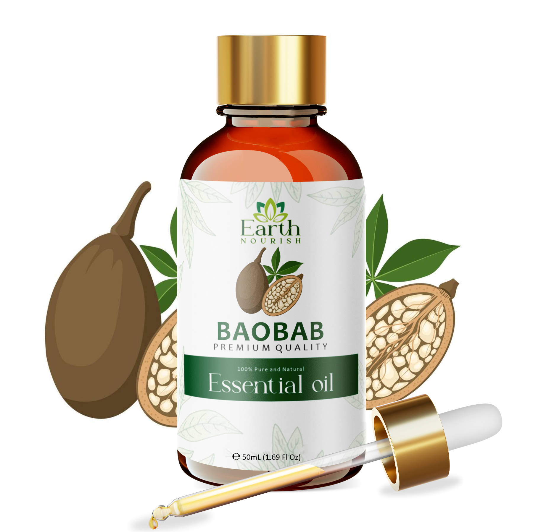 Baobab Oil 50ml – Pure & Natural Carrier Oil for Skin & Hair Care | Earth Nourish