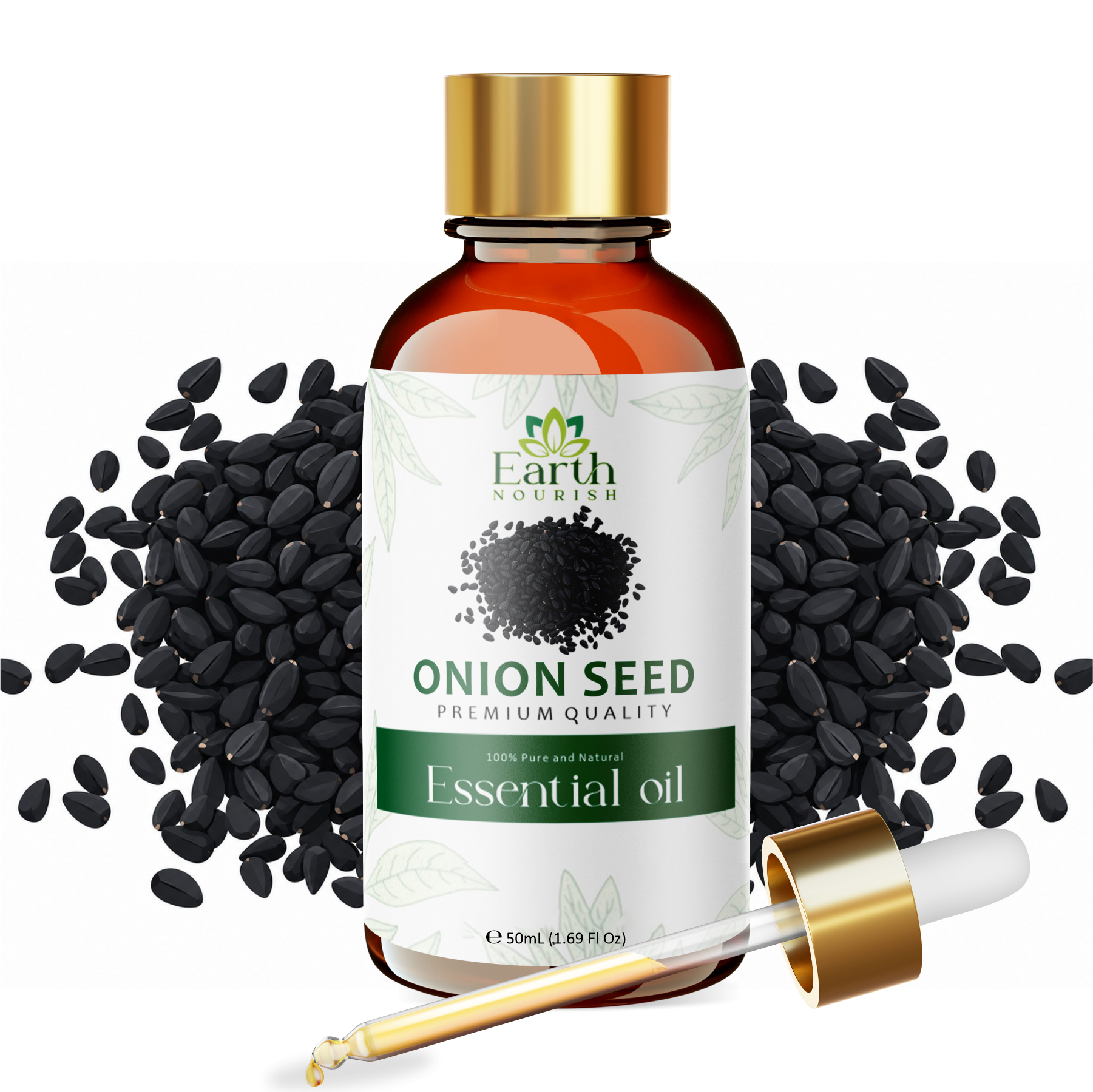 Onion Seed Oil 50ml – Pure & Natural Cold-Pressed Carrier Oil for Hair Fall Control & Scalp Fortification | Earth Nourish