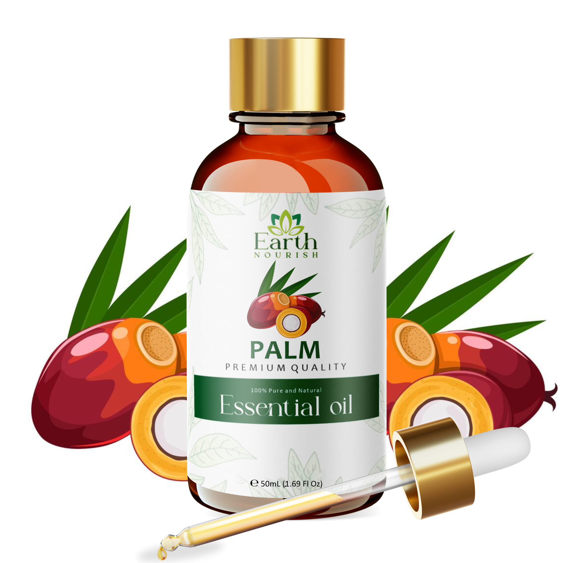 Palm Oil 50ml – Pure & Natural Cold-Pressed Carrier Oil for Deep Skin Moisture & Soap Making | Earth Nourish
