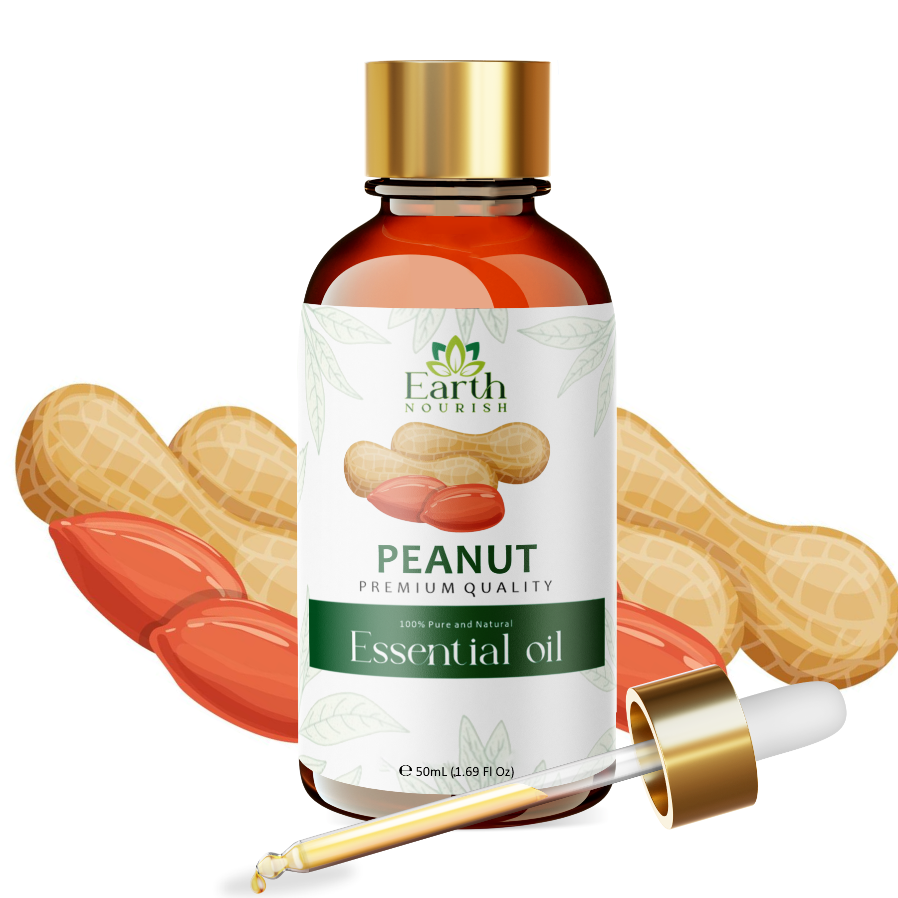 Peanut Oil 50ml – Pure & Natural Cold-Pressed Carrier Oil for Deep Body Hydration & Massage | Earth Nourish
