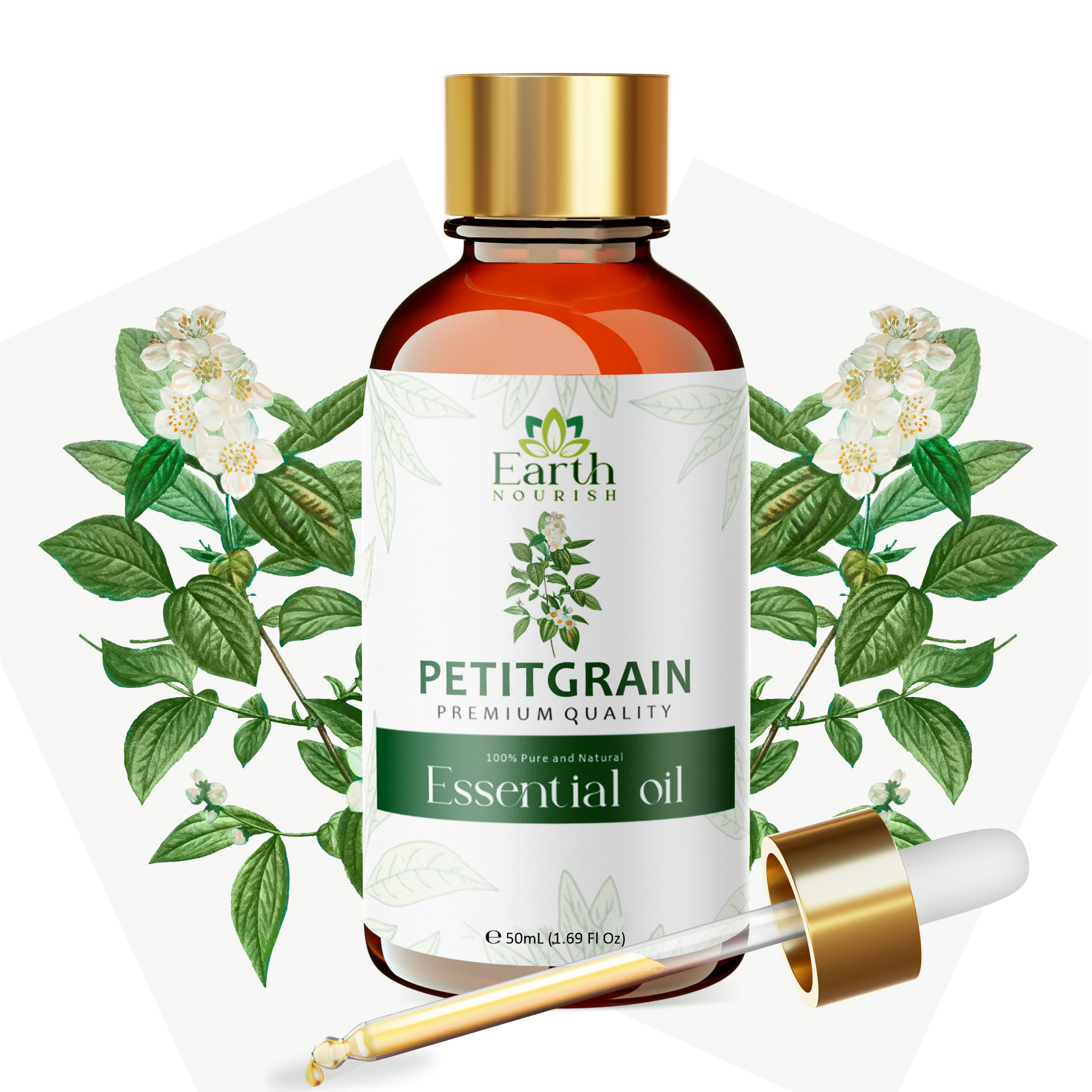 Petitgrain Oil 50ml – Pure & Natural Essential Oil for Skin Balancing & Calming Aromatherapy | Earth Nourish