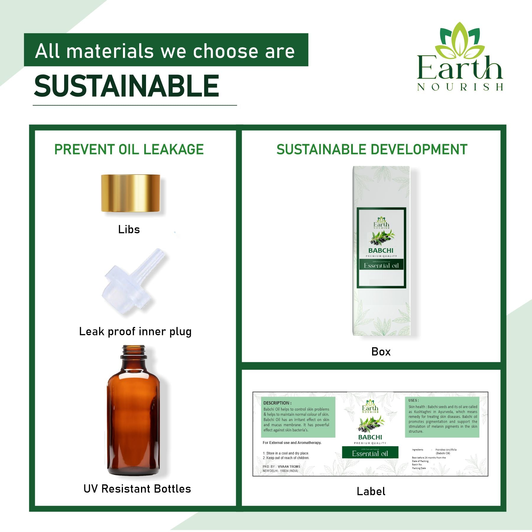 Earth Nourish Babchi Oil – 30 ml | Pure & Natural Infused Oil for Massage & DIY Use