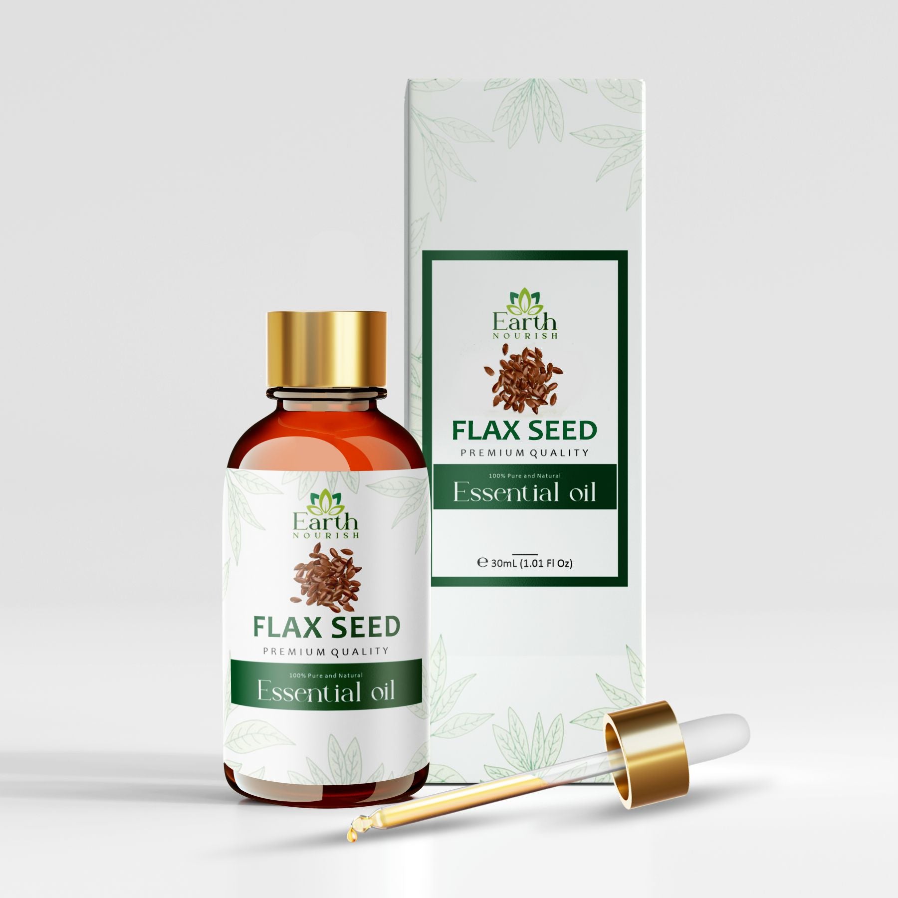Flaxseed Oil 50ml – Pure & Natural Cold-Pressed Carrier Oil for Skin Hydration & Hair Care | Earth Nourish