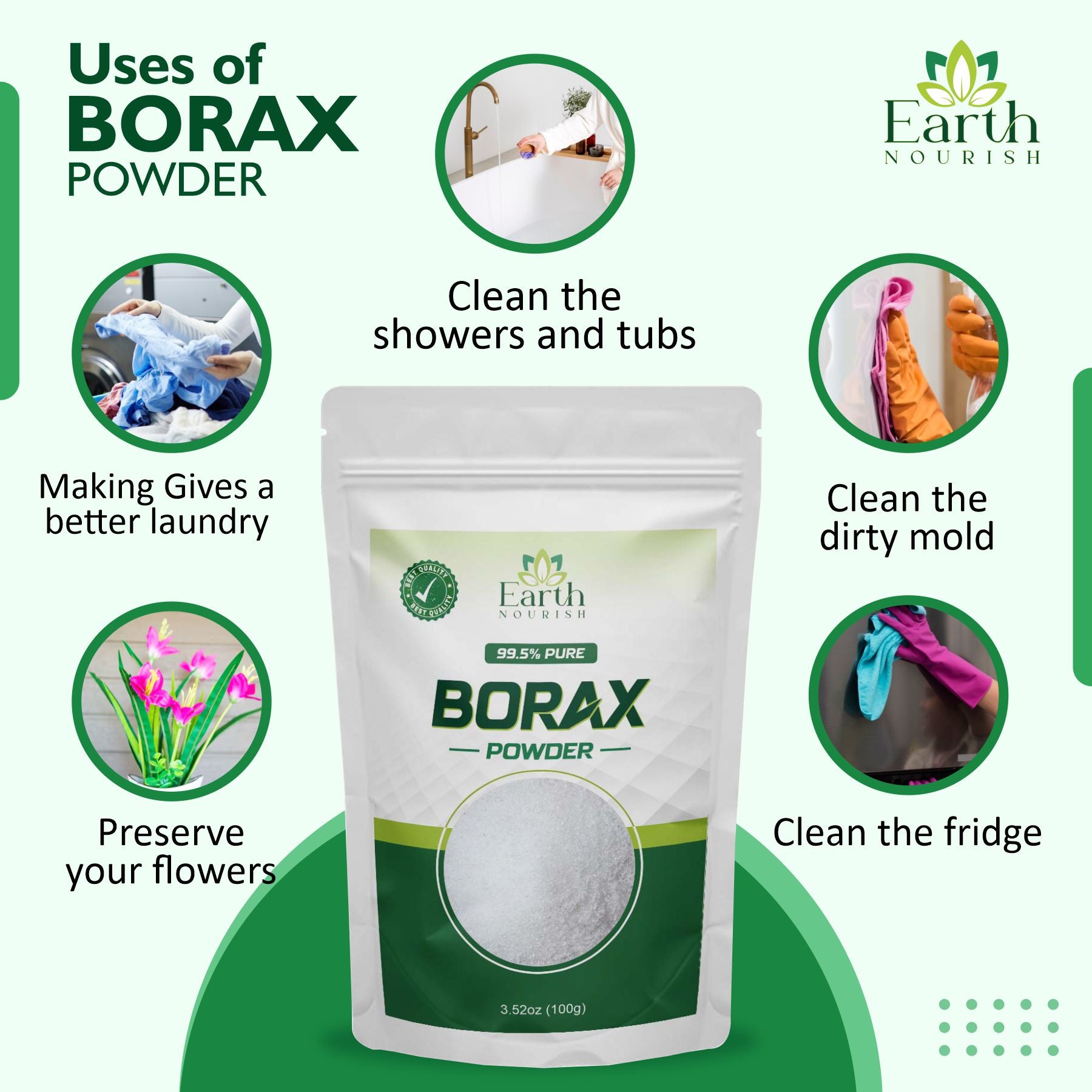 Borax Powder 100g – Cosmetic-Grade Raw Material | Earth Nourish