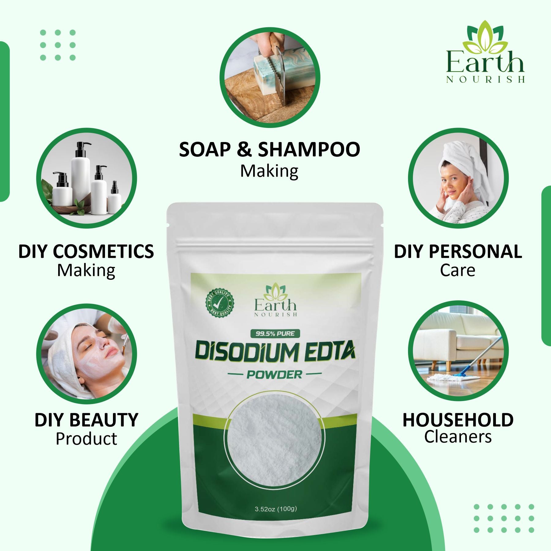 Disodium EDTA Powder 100g – Cosmetic-Grade Raw Material | Earth Nourish