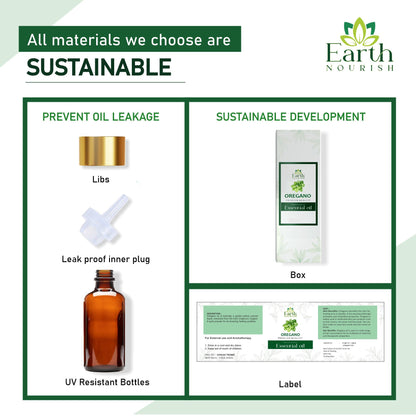 Earth Nourish Oregano Essential Oil - 50ml | 100% Pure, Natural & Undiluted for Skin, Hair, Aromatherapy, and Diffusers