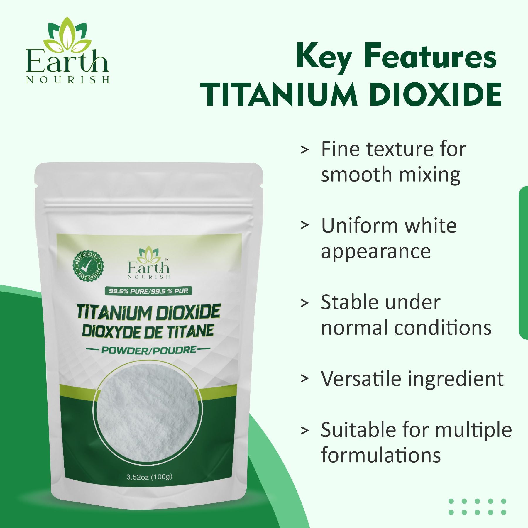 Titanium Dioxide 100g – Cosmetic-Grade Raw Material | Earth Nourish