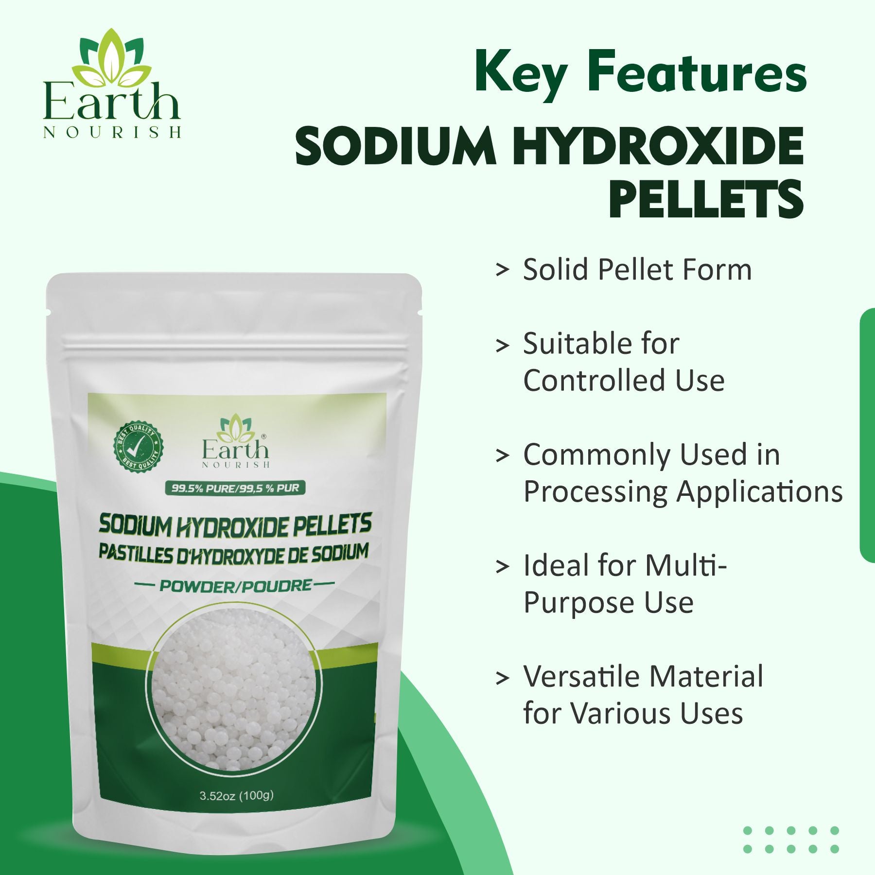 Sodium Hydroxide Pellets 100g – Cosmetic-Grade Raw Material | Earth Nourish