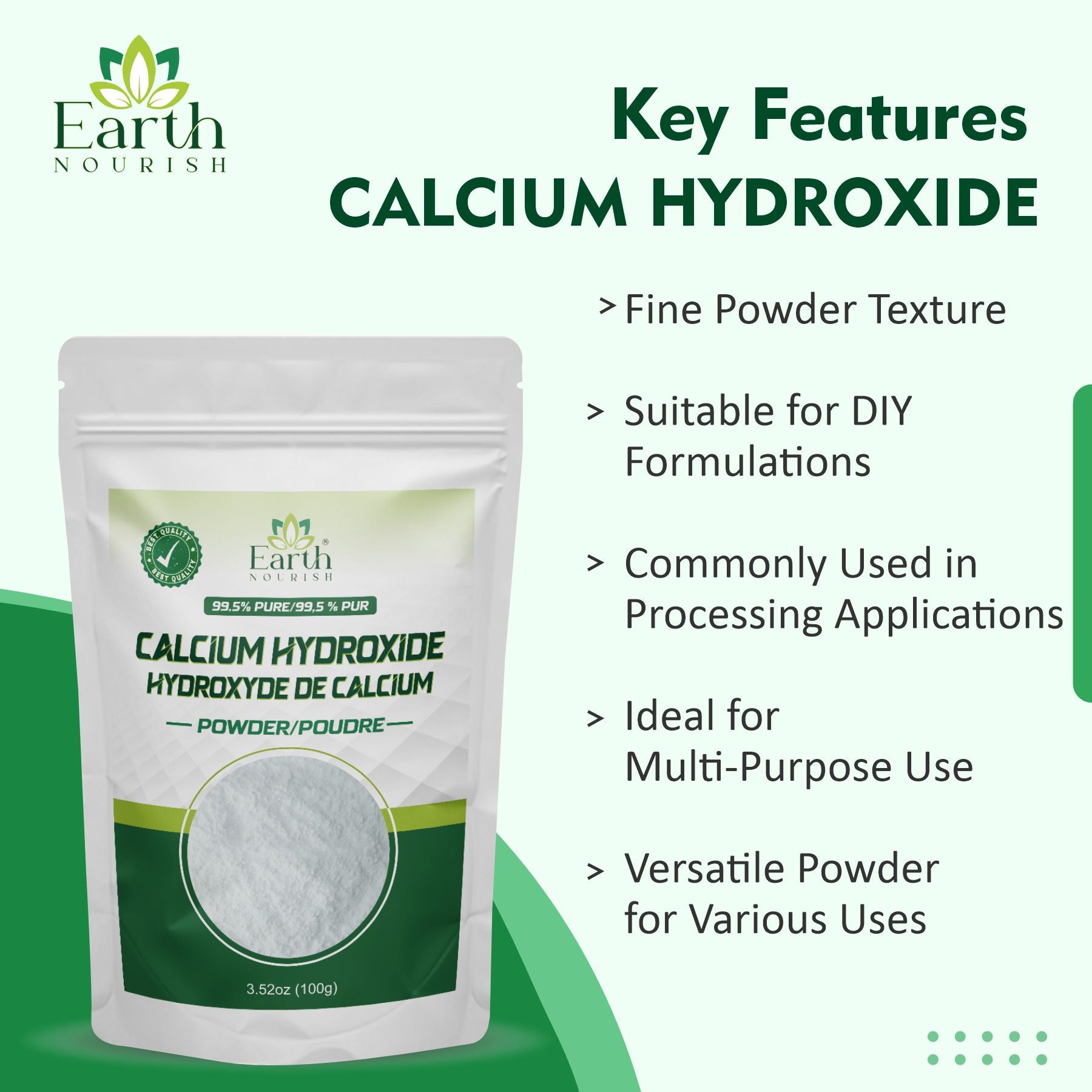 Calcium Hydroxide Powder 100g – Cosmetic-Grade Raw Material | Earth Nourish