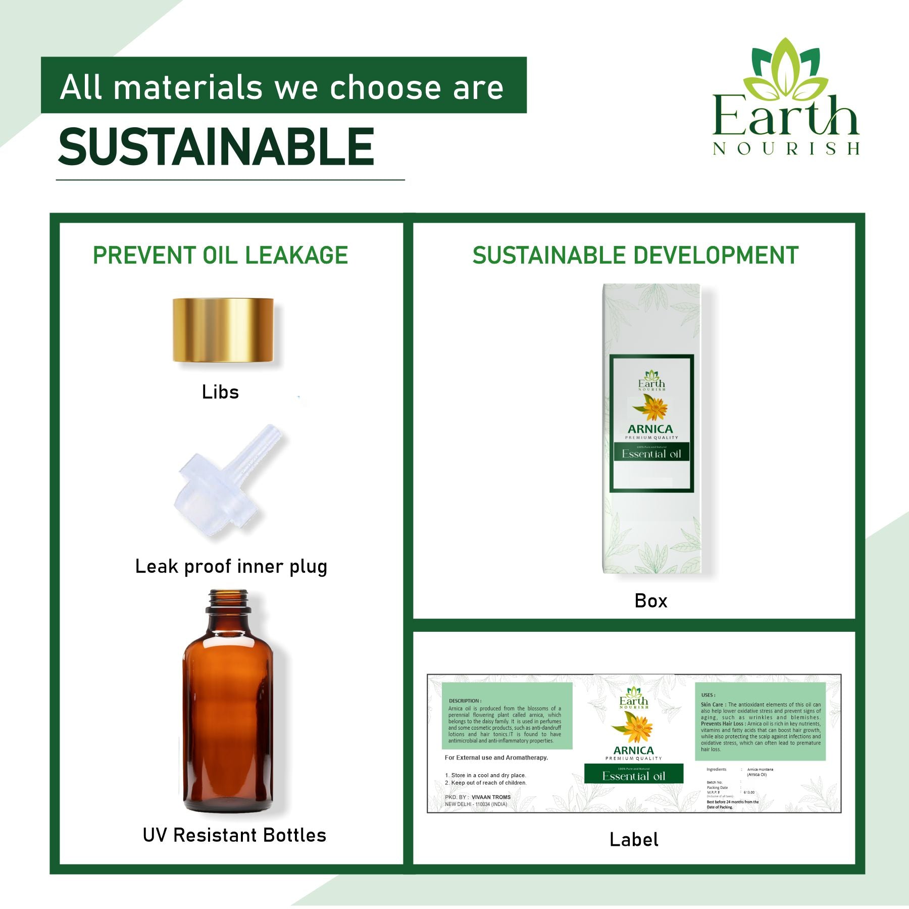 Earth Nourish Arnica Oil – 50 ml | Pure & Natural Infused Oil for Massage & DIY Use