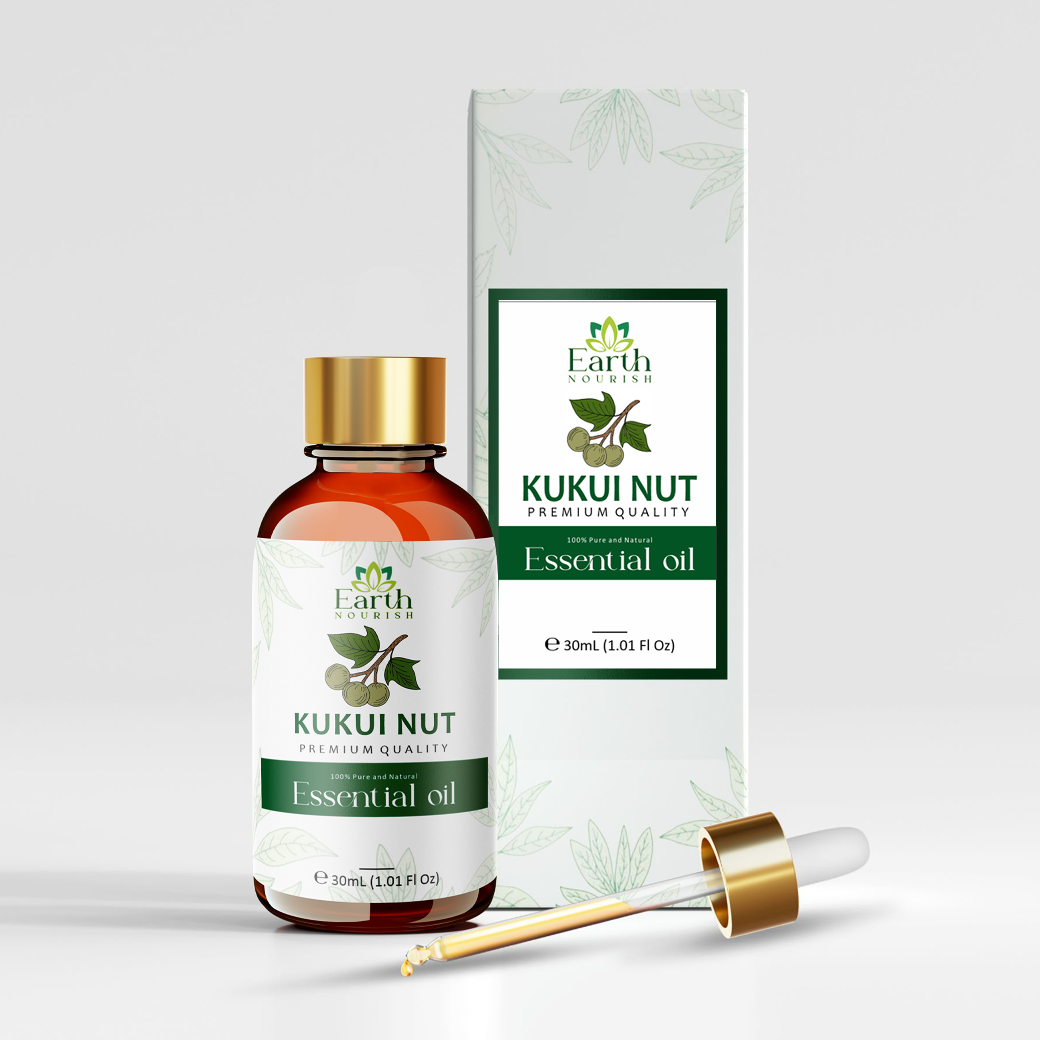 Kukui Nut Oil 50ml – Pure & Natural Cold-Pressed Carrier Oil for Deep Hydration & Sun-Exposed Skin | Earth Nourish
