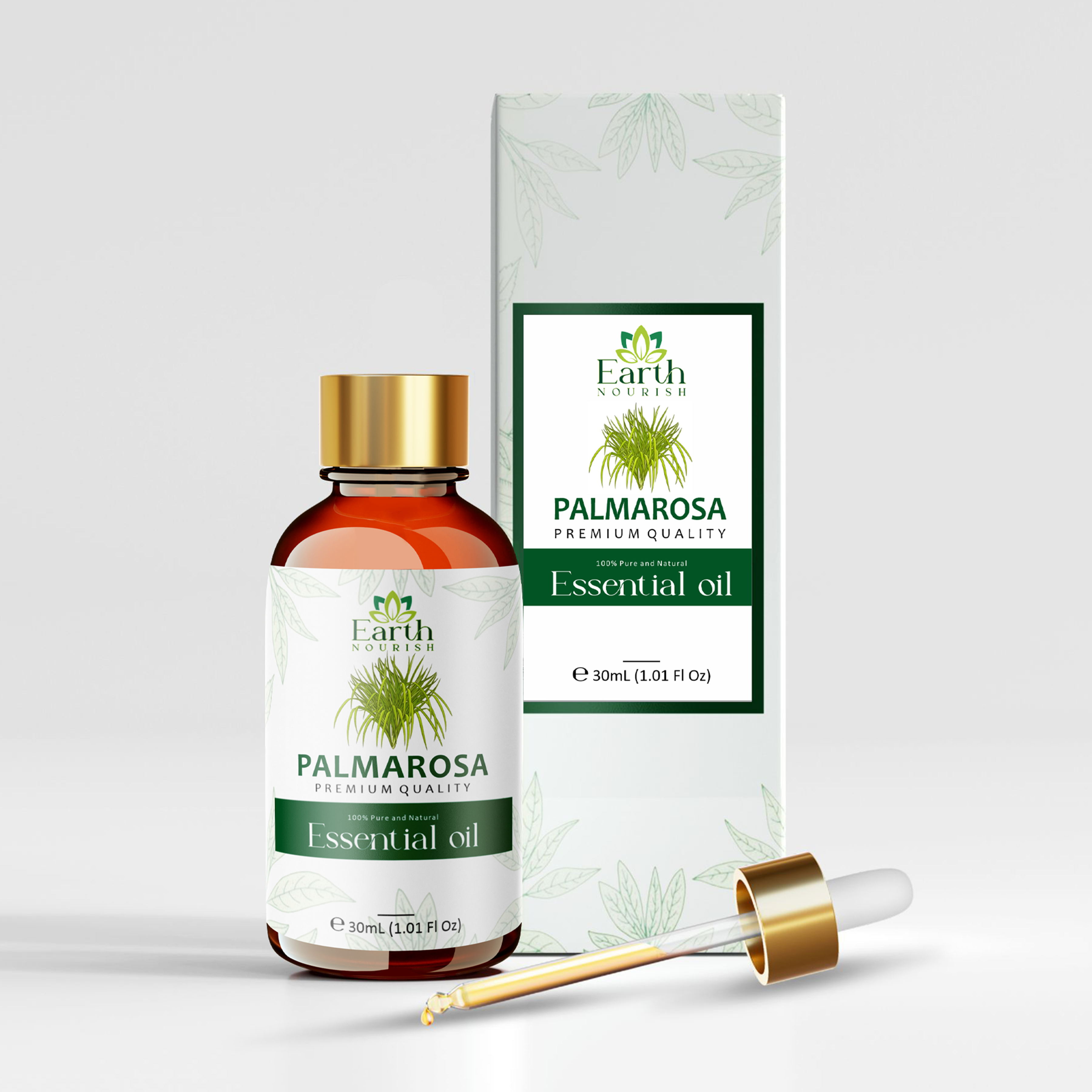 Palmarosa Oil 50ml – Pure & Natural Essential Oil for Skin Hydration & Sebum Balance | Earth Nourish