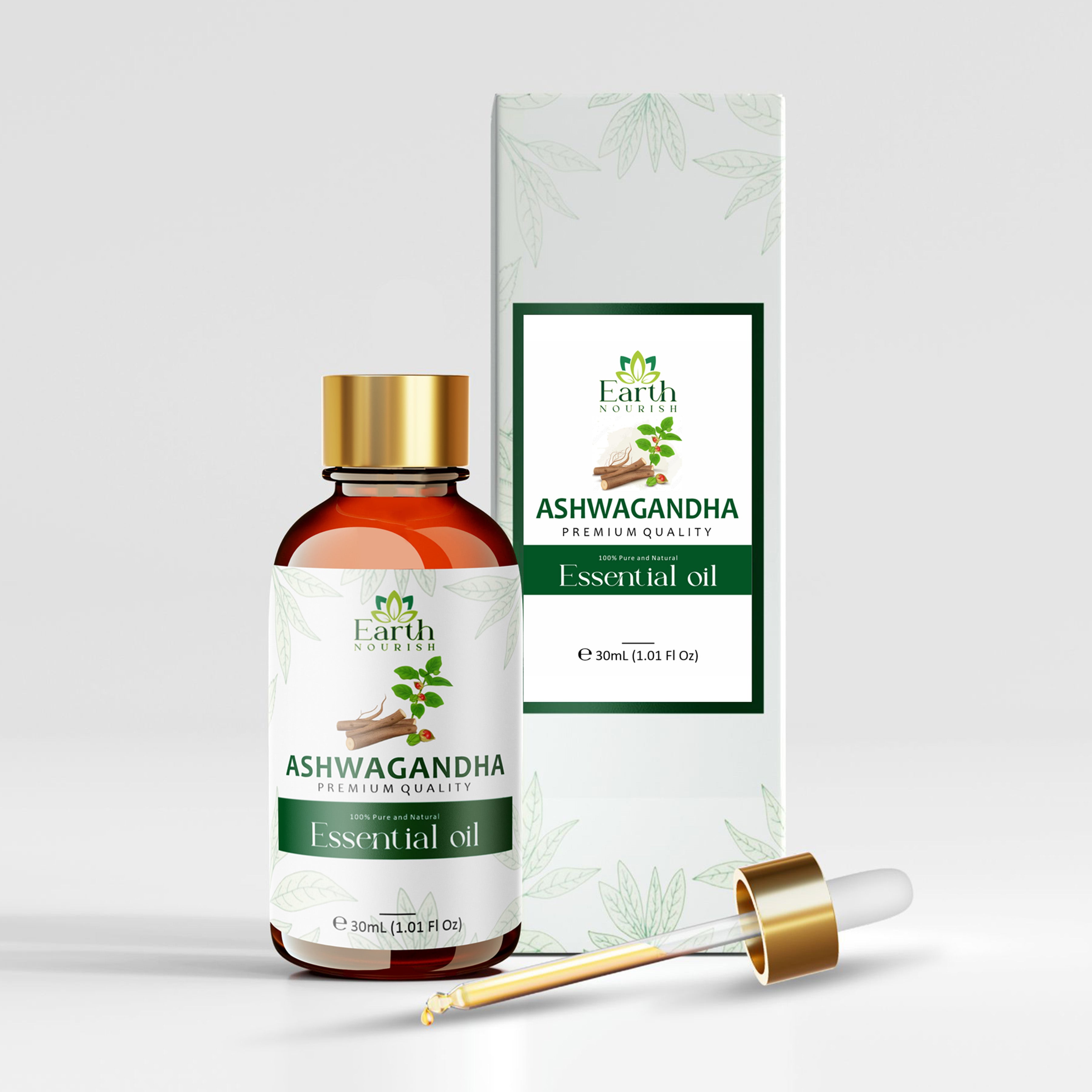 Ashwagandha Oil 15ml – Pure & Natural Infused Oil for Body & Hair Care | Earth Nourish
