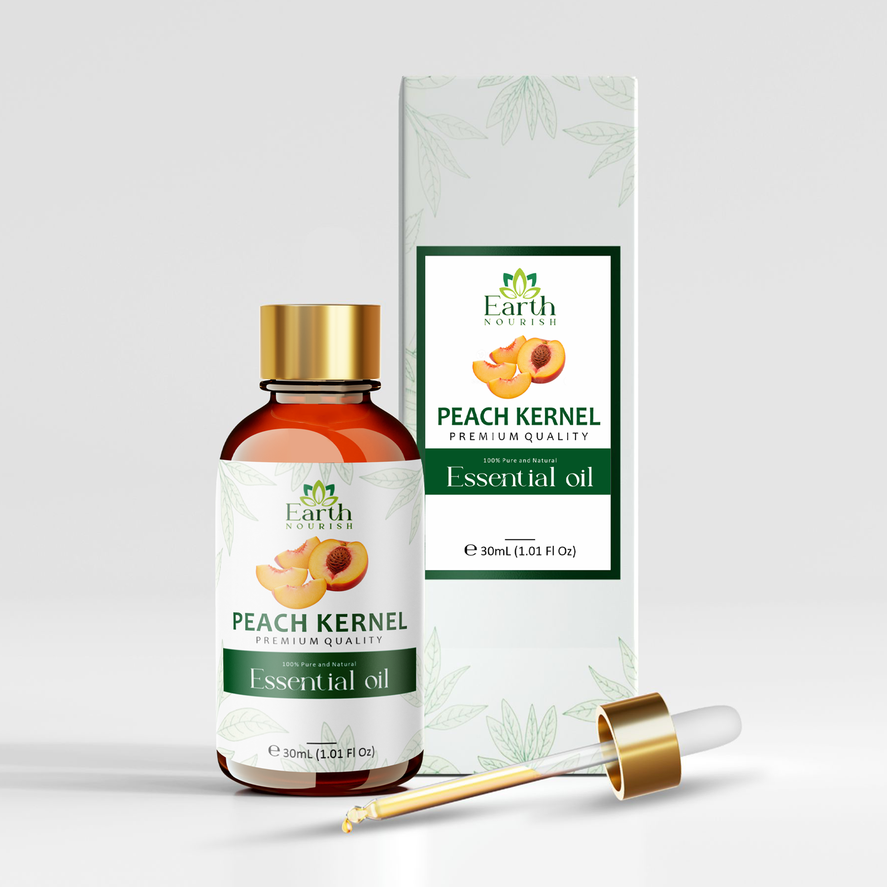 Peach Kernel Oil 50ml – Pure & Natural Cold-Pressed Carrier Oil for Sensitive Skin & Soft Texture | Earth Nourish