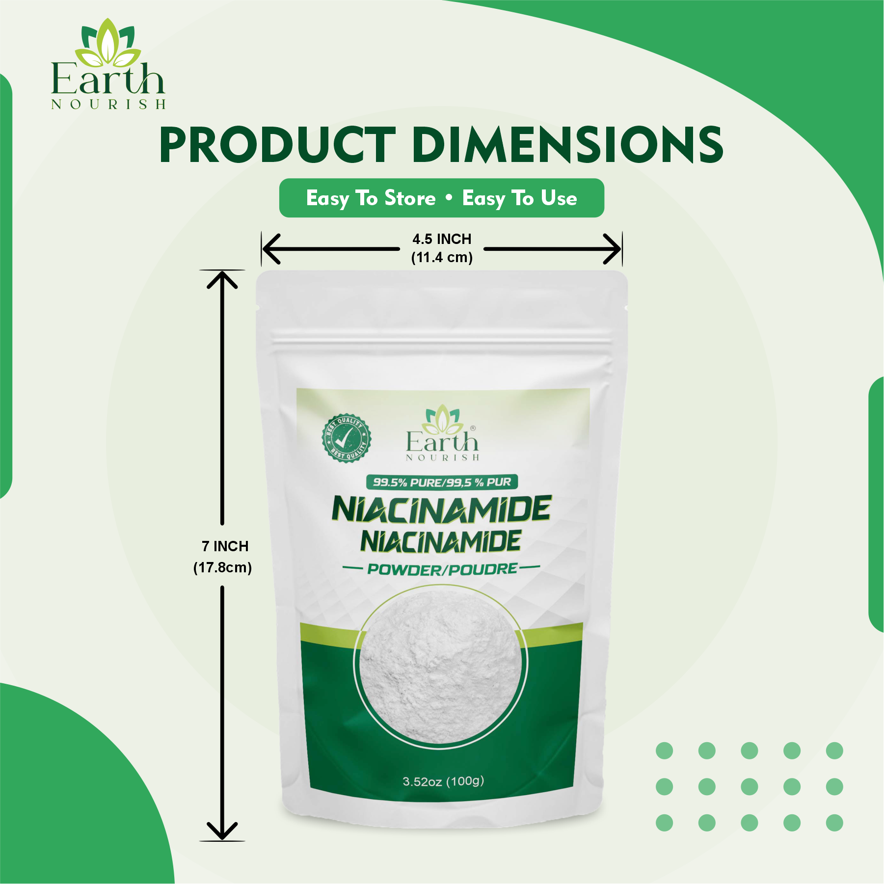 Niacinamide Powder 100g – Cosmetic-Grade Raw Material | Earth Nourish