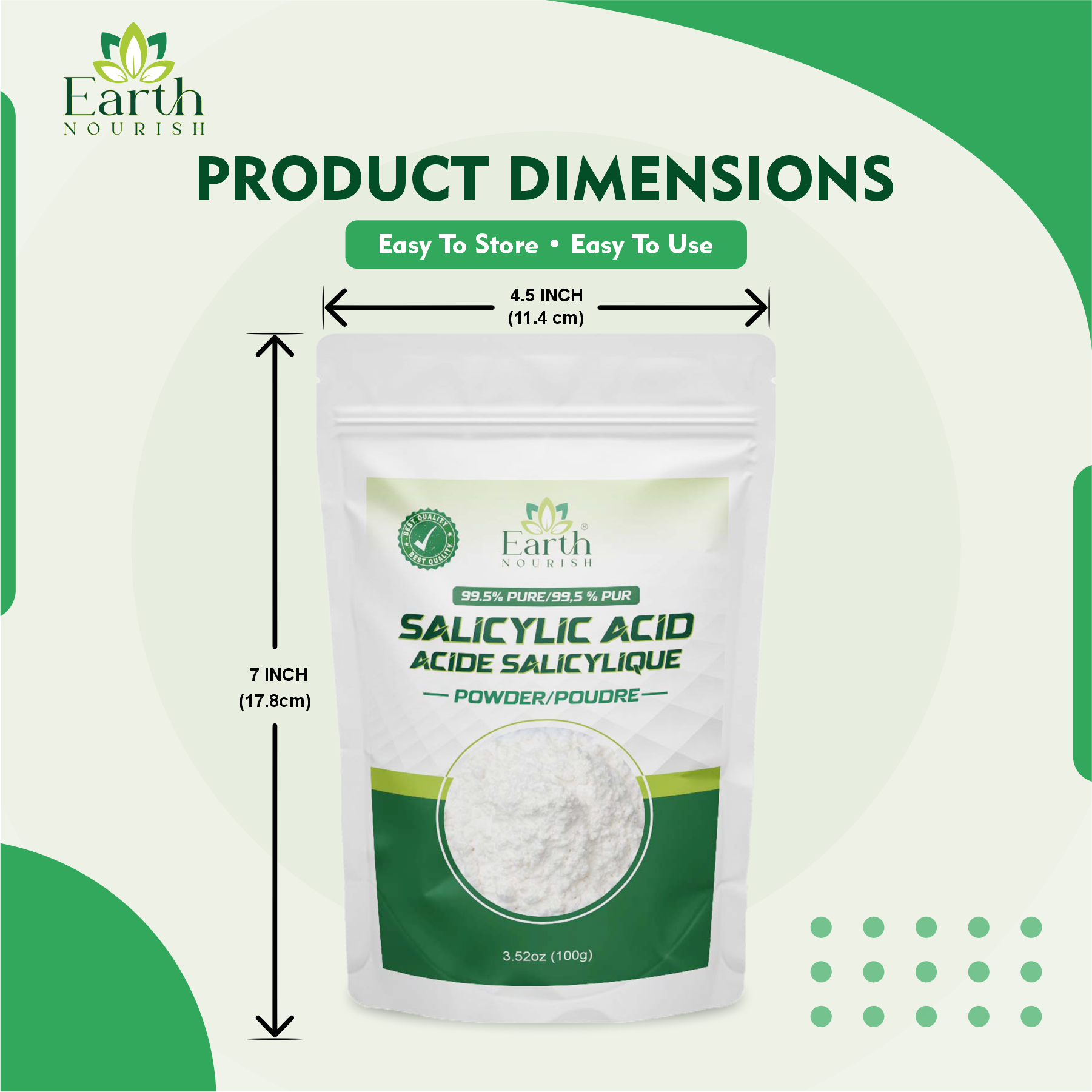 Salicylic Acid Powder 100g – Cosmetic-Grade Raw Material | Earth Nourish