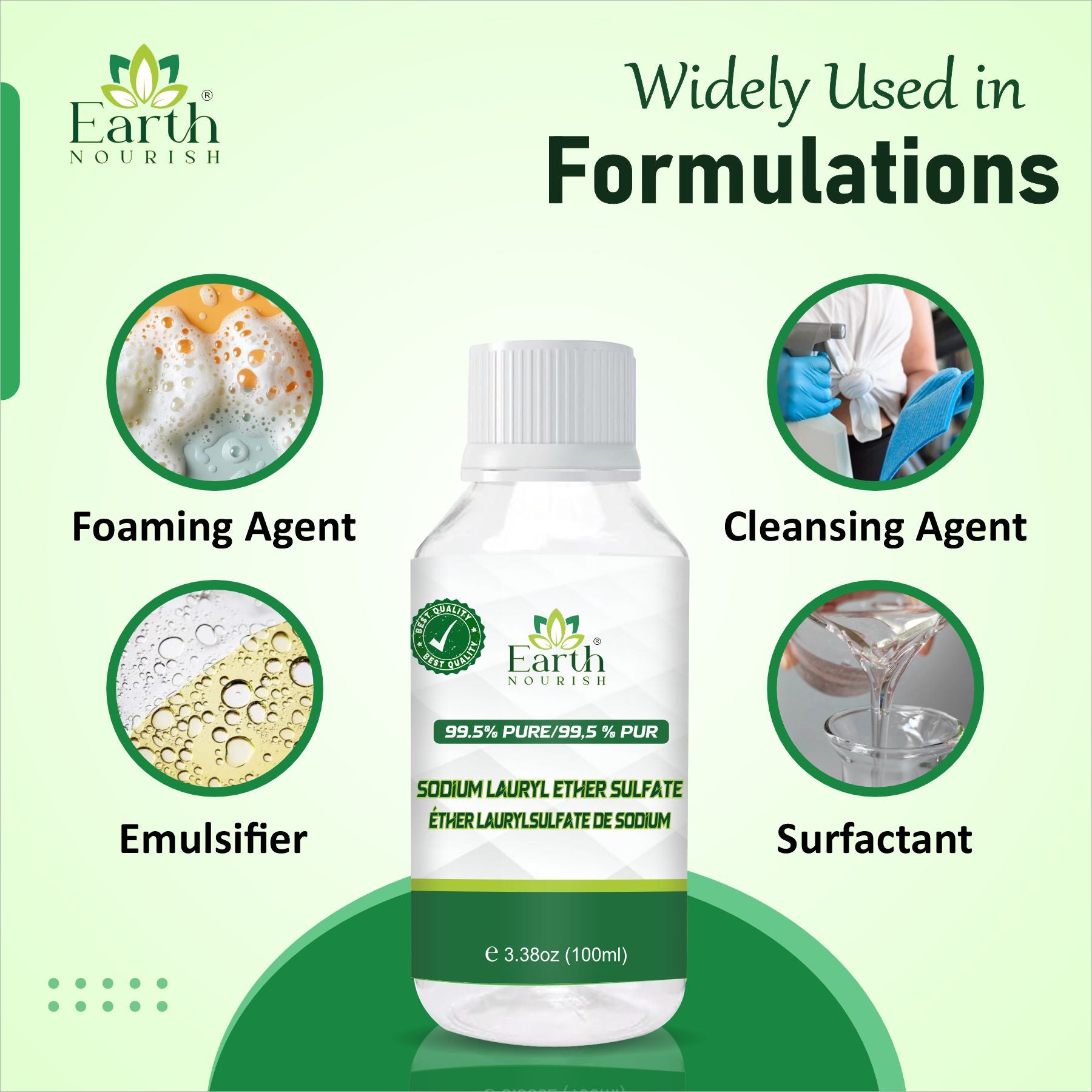 Sodium Lauryl Ether Sulphate (SLES) 100g – Cosmetic-Grade Raw Material | Earth Nourish