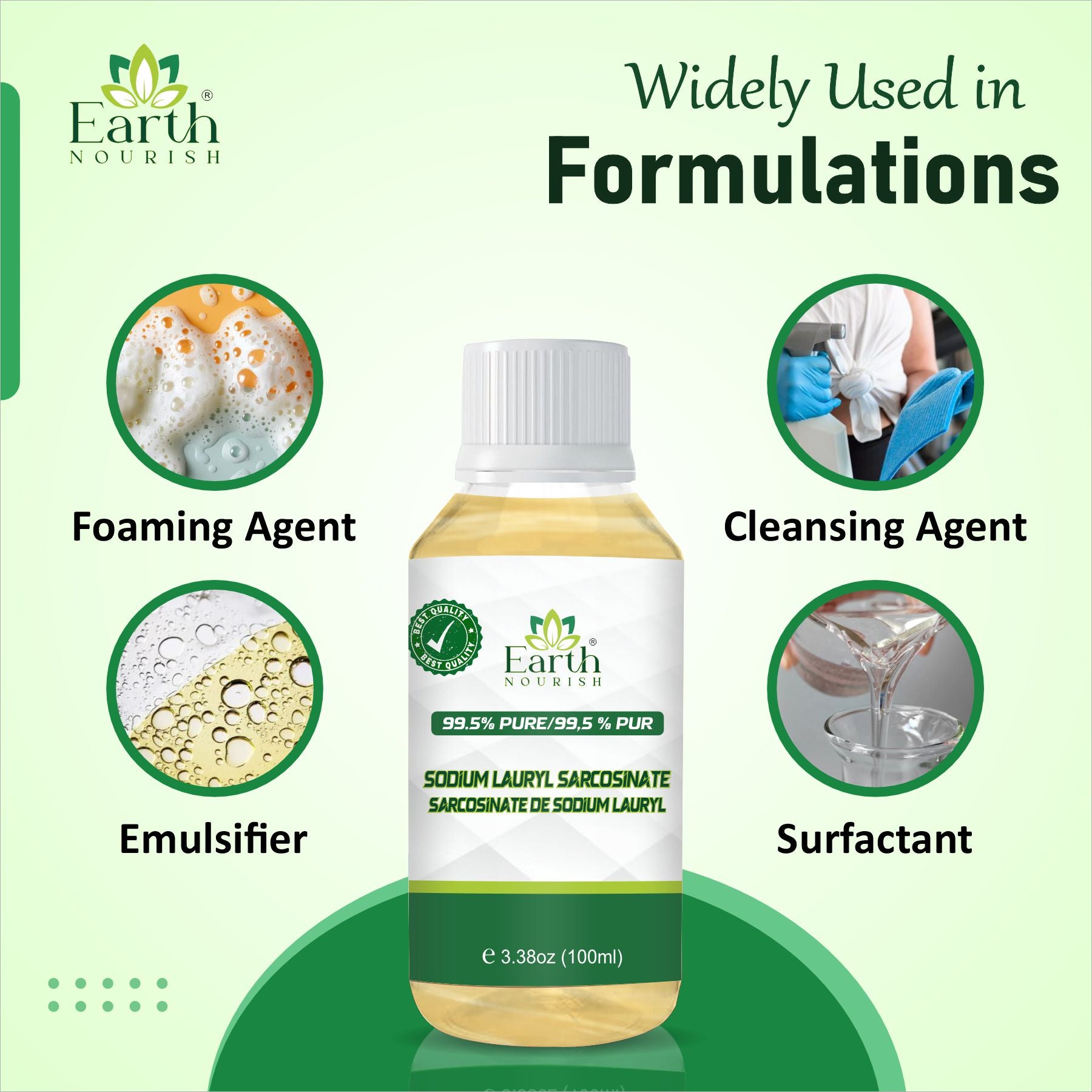 Sodium Lauryl Sarcosinate 100g – Cosmetic-Grade Raw Material | Earth Nourish